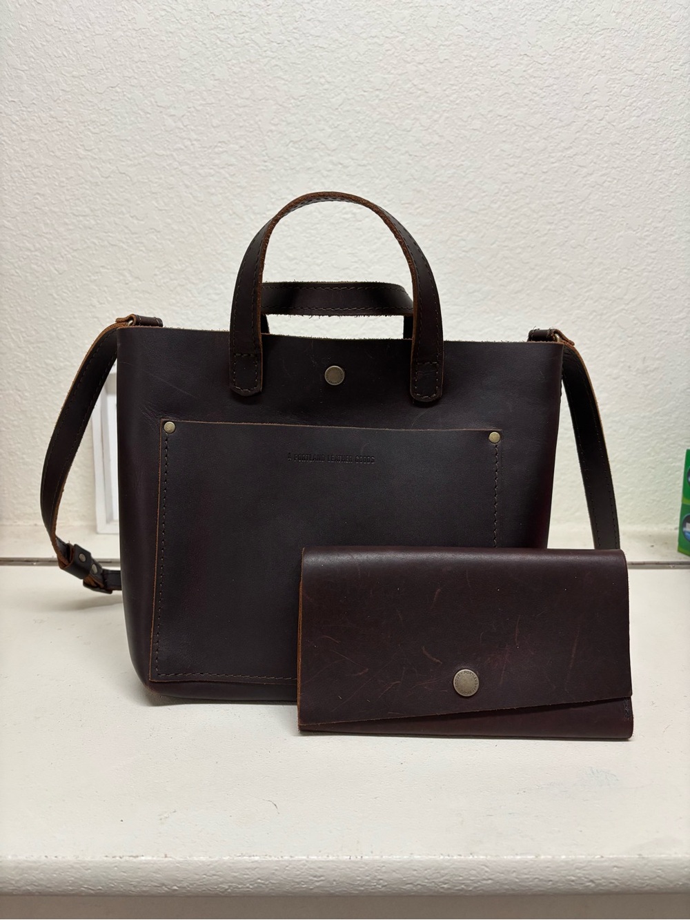 Portland Leather Chocolate Brown Tote with Matching Wallet
